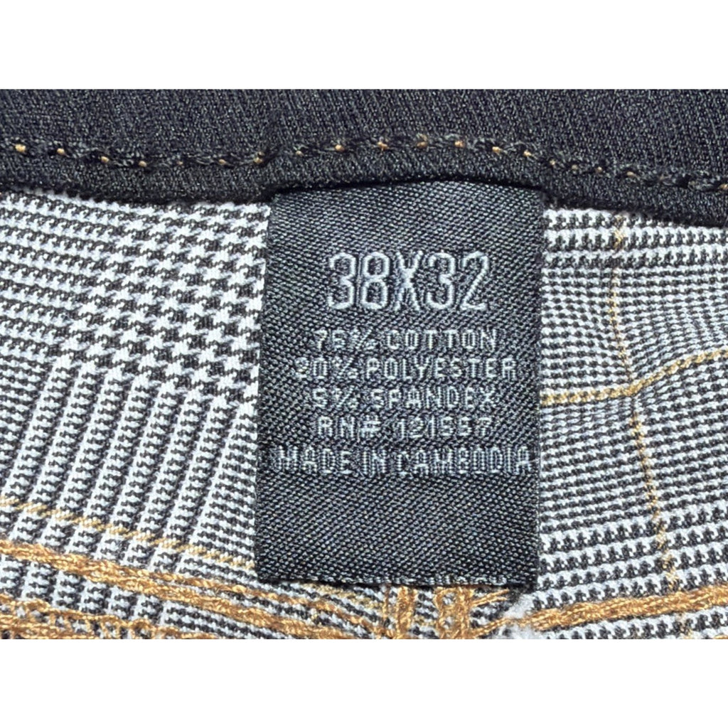 Fried Denim Pants Mens 38x32 Gray Plaid Slim Skinny Stretch Jeans Casual Y2K