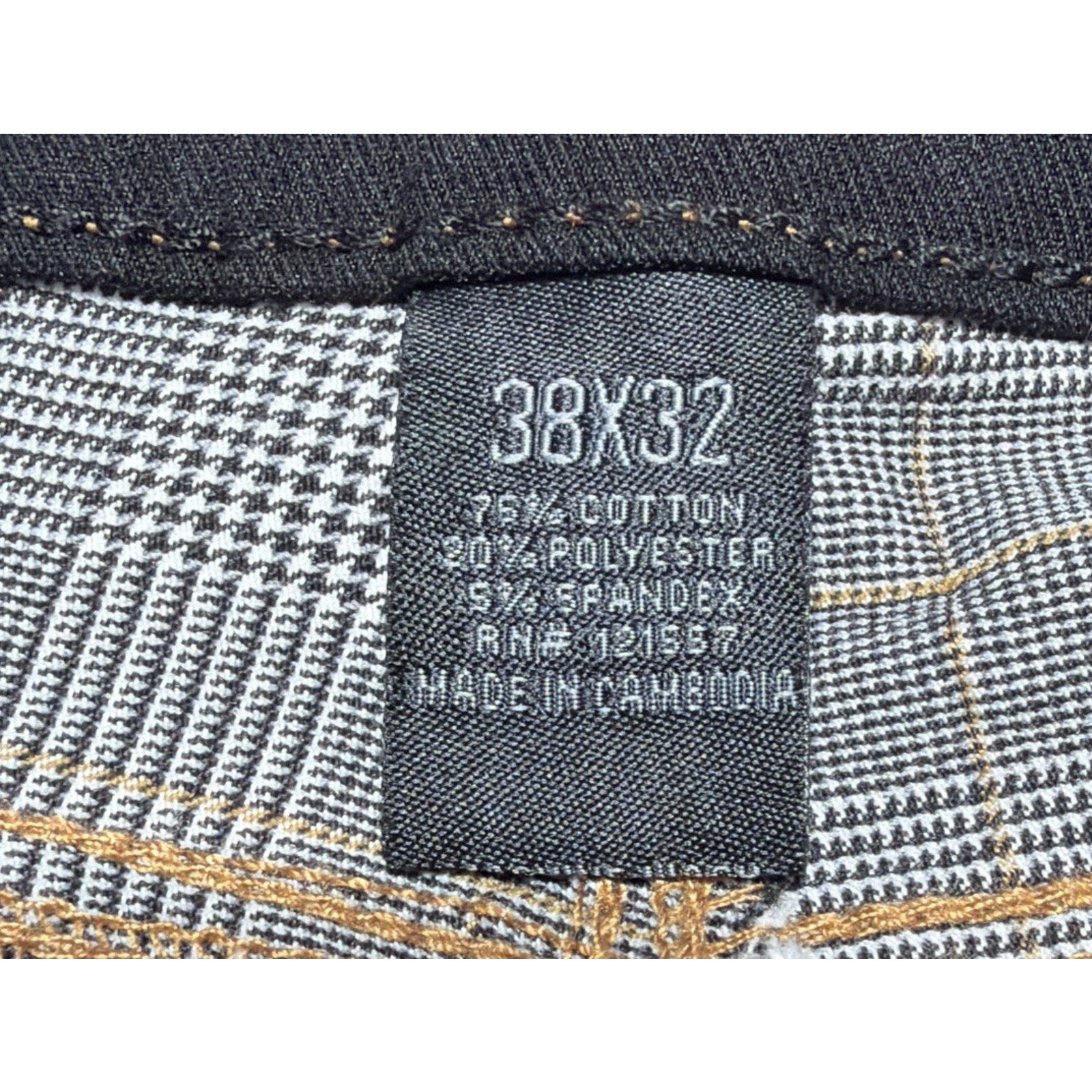 Fried Denim Pants Mens 38x32 Gray Plaid Slim Skinny Stretch Jeans Casual Y2K