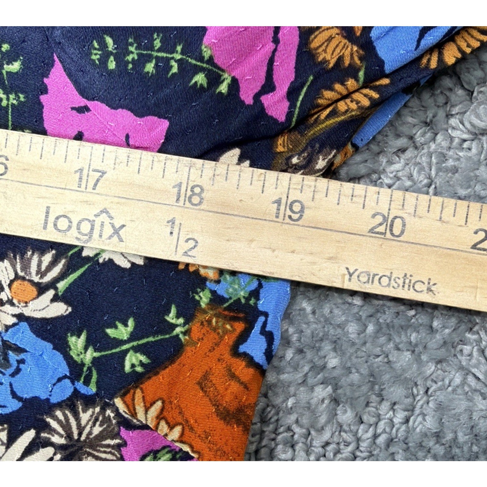 FRNCH Paris Blue Floral Size M Women's Top Button Up Long Sleeve Blouse