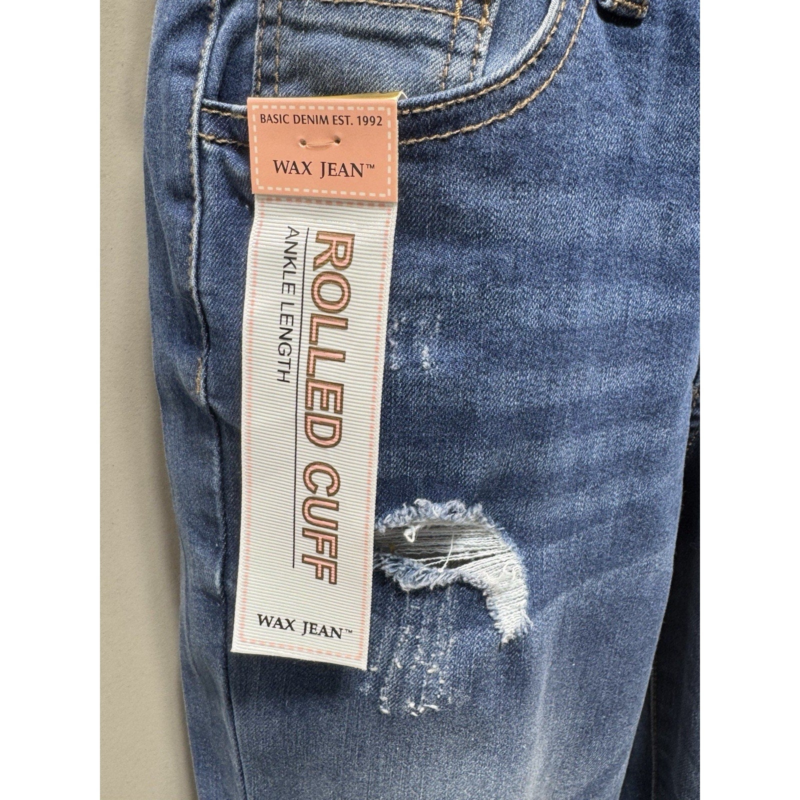 Wax Jean Denim Overalls Womens Small Distressed Skinny Ankle Bib Medium Wash