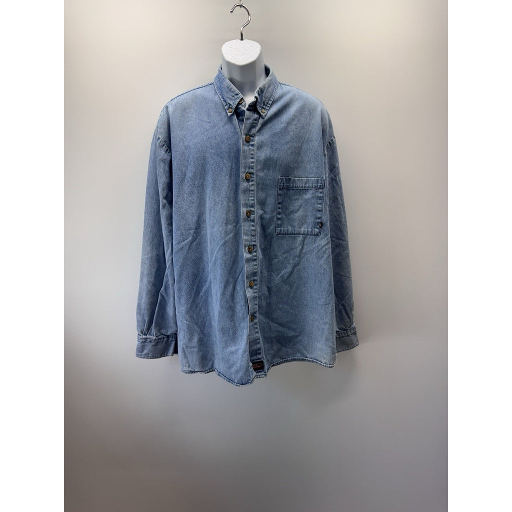 Dickies Denim Button Down Collar Shirt Men’s Size 2XL Blue Long Sleeve Workwear