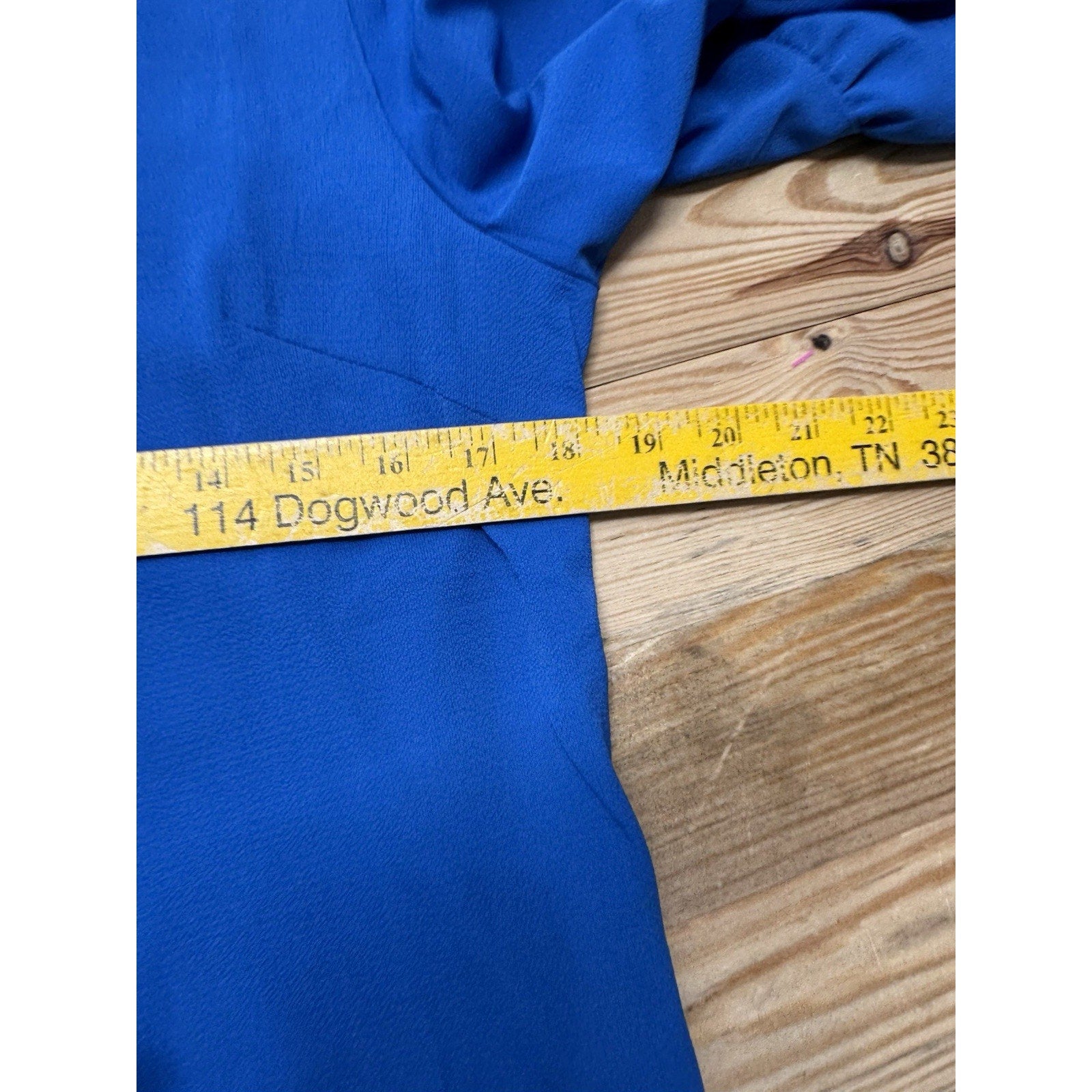 BELONGSCI Blue Dress V-Neck Bell Sleeve Shift Dress Mini Dress Women’s Size S