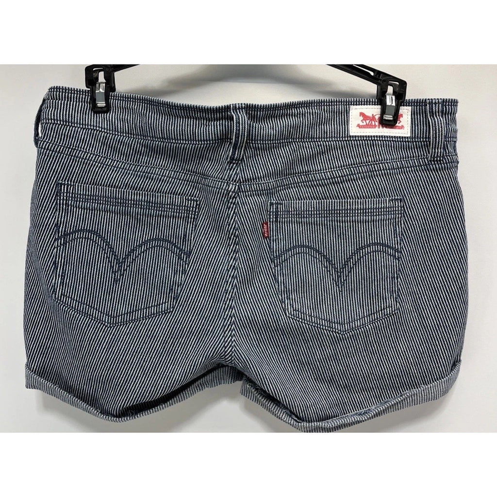Levi's Denim Shorts Blue Conductor stripes 5 Pocket Zip Closure Roll Cuff 7/28
