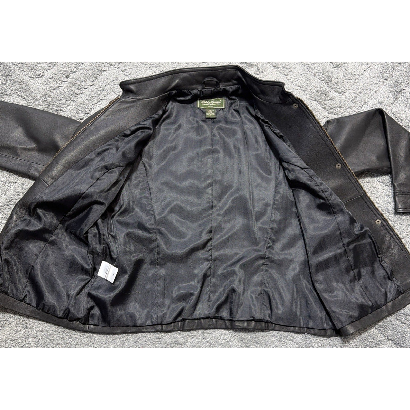 Eddie Bauer Womens XL Black 100% Leather Jacket Authentic Outdoor Outfitters New