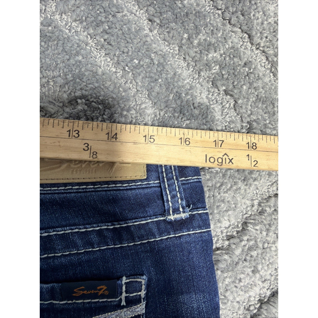 Seven 7 Skinny Jeans Womens Blue Denim Embellished Pocket Size 10 33x29