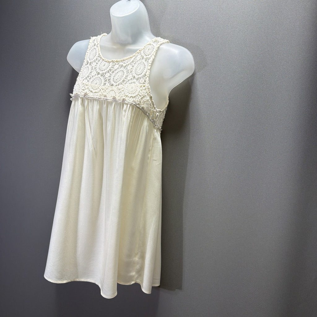 Sweet Journey Boutique Crotchet Lace Boho Tank Top Cream Size Small