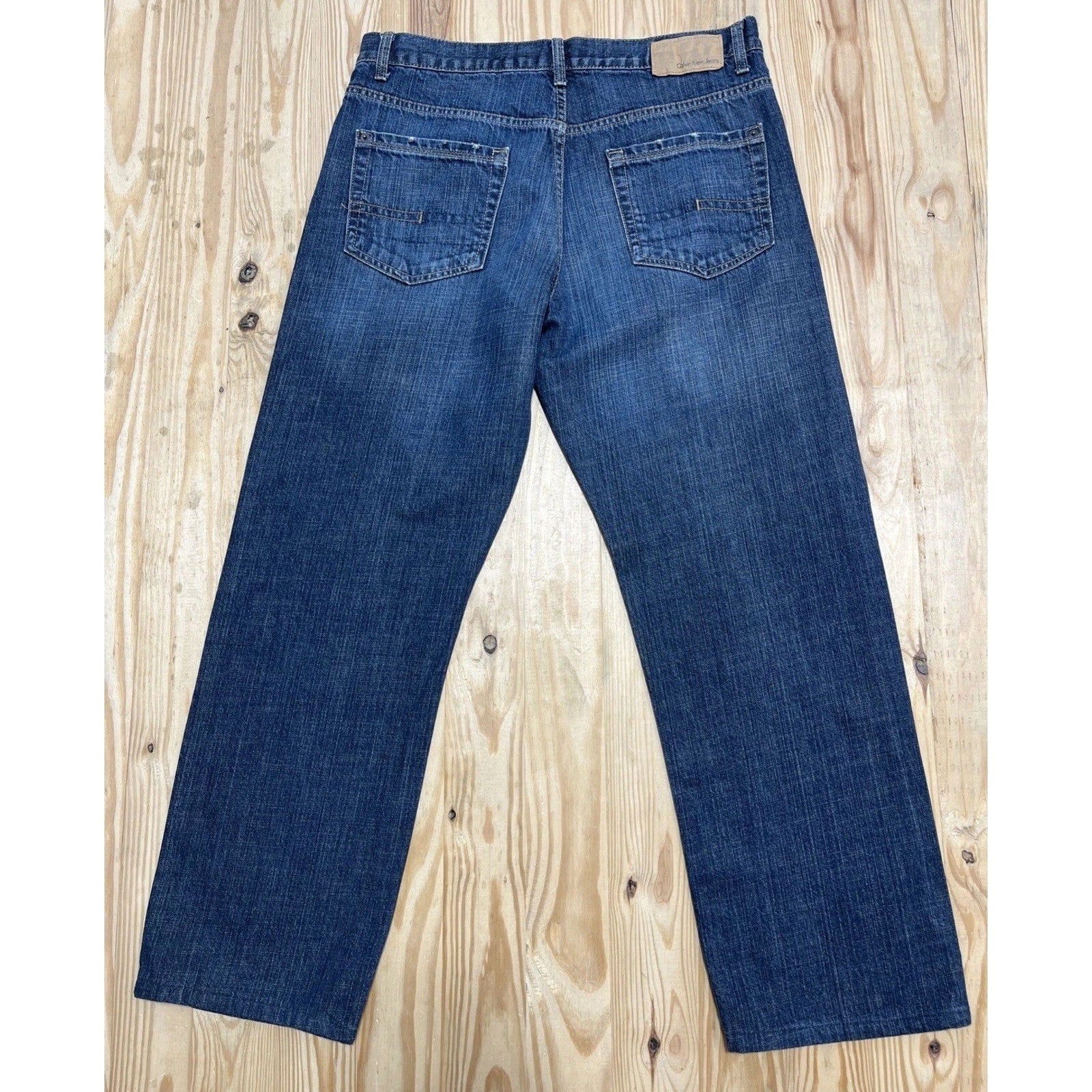 Calvin Klein Men’S Relaxed Straight Easy Fit Dark Wash Blue Jeans Size 34x29