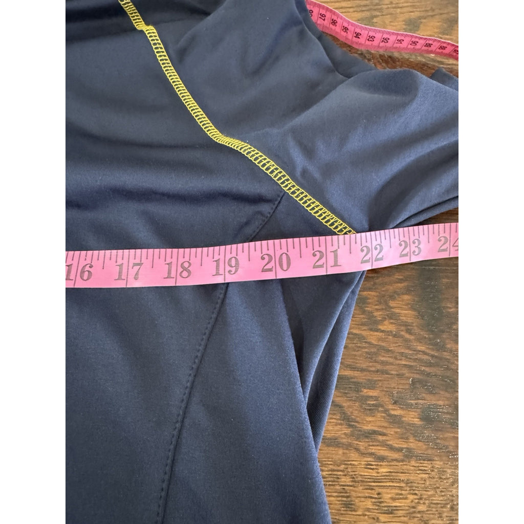 Reebok Navy Blue Athletic Pullover/Quarter Zip Yellow Long Sleeve Men’s Small