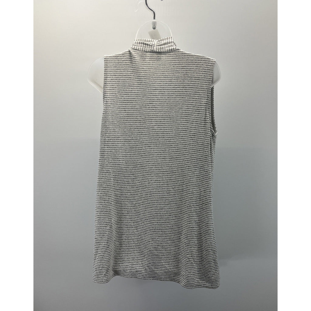 Chico's Womens Size 0 Small Gray & White Strip Long Open Duster