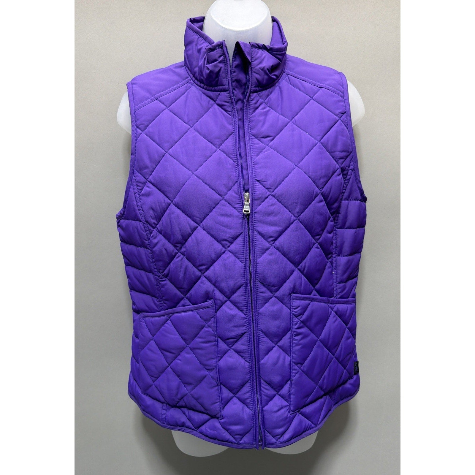 Womens Lauren Ralph Lauren Purple Quilted Vest Full Zip Size M Outdoor Causal