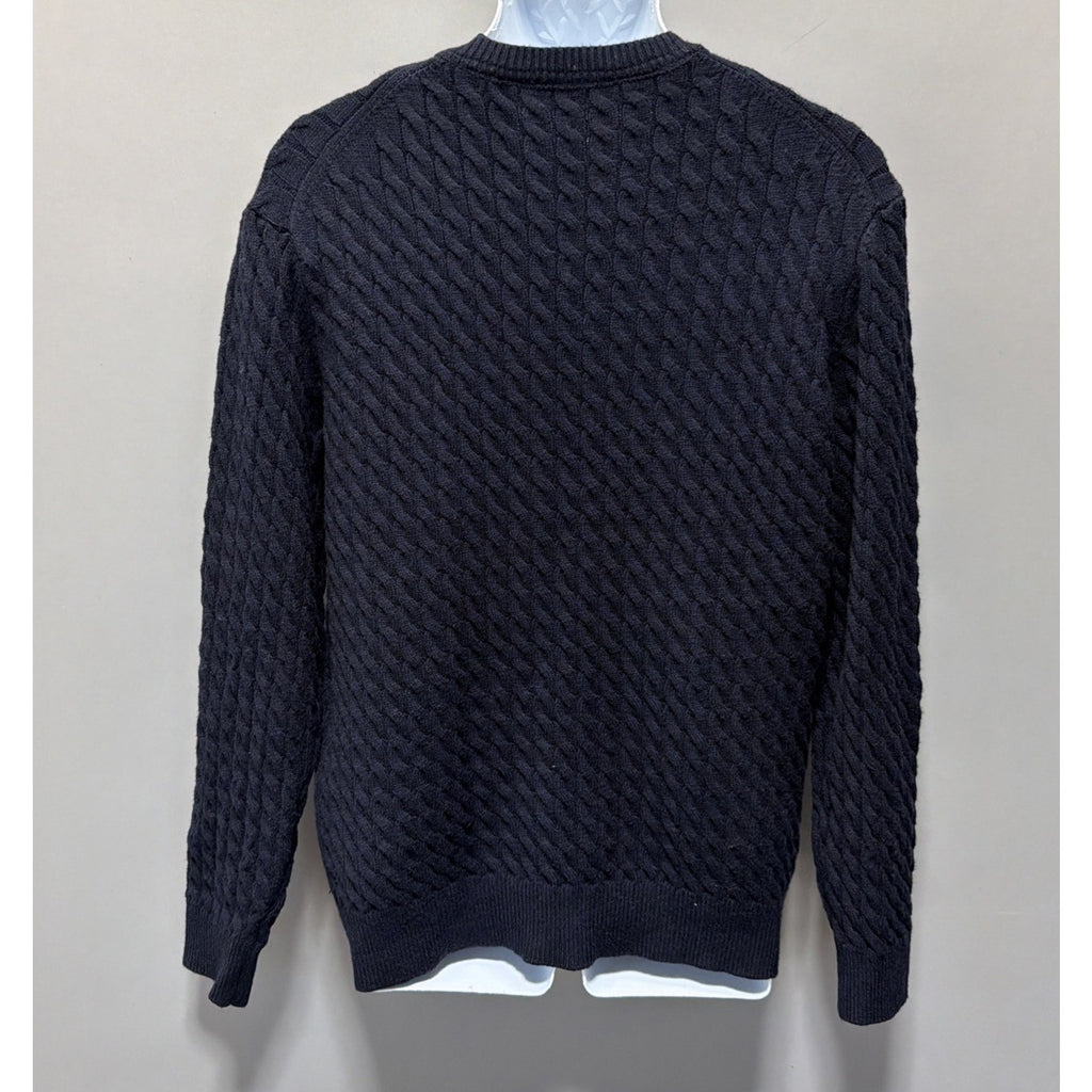 New Tahari Night Life Men's Viscose Blend Navy Blue Cable Knit Sweater Size S