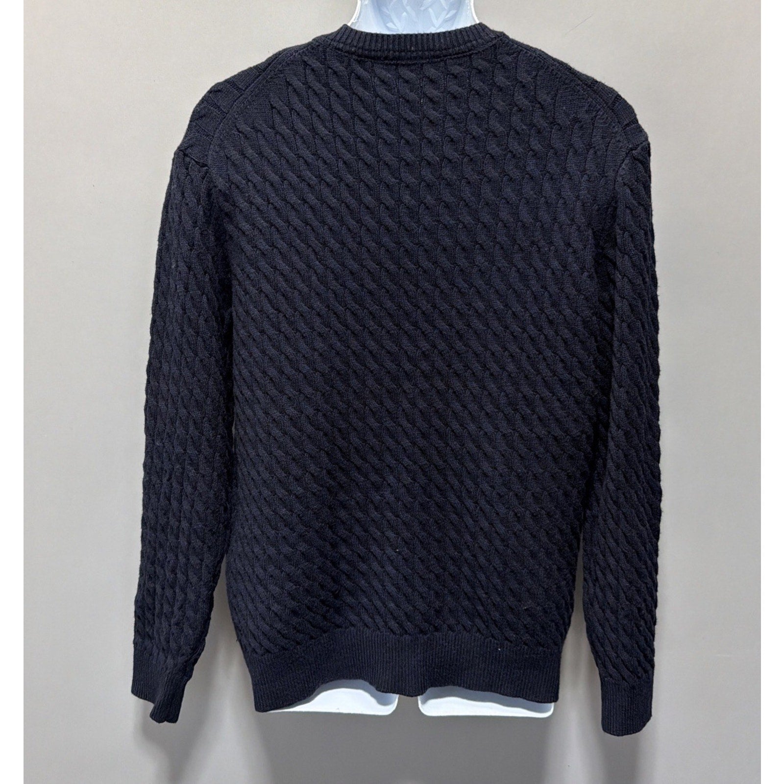 New Tahari Night Life Men's Viscose Blend Navy Blue Cable Knit Sweater Size S