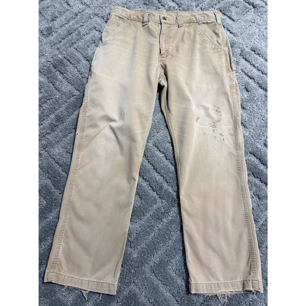 Carhartt Carpenter Pants Mens 36x30 Brown Relaxed Fit Distressed B324