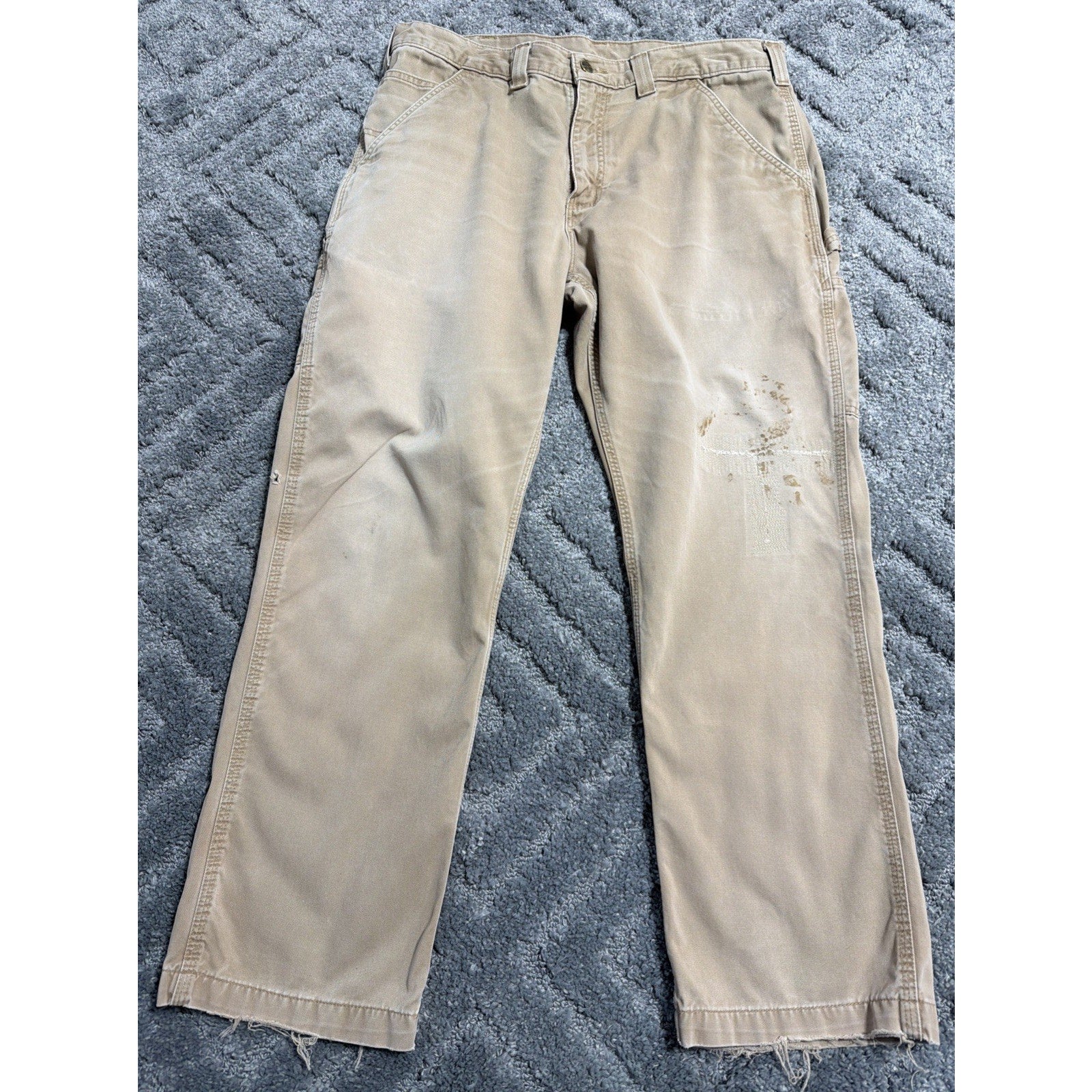 Carhartt Carpenter Pants Mens 36x30 Brown Relaxed Fit Distressed B324