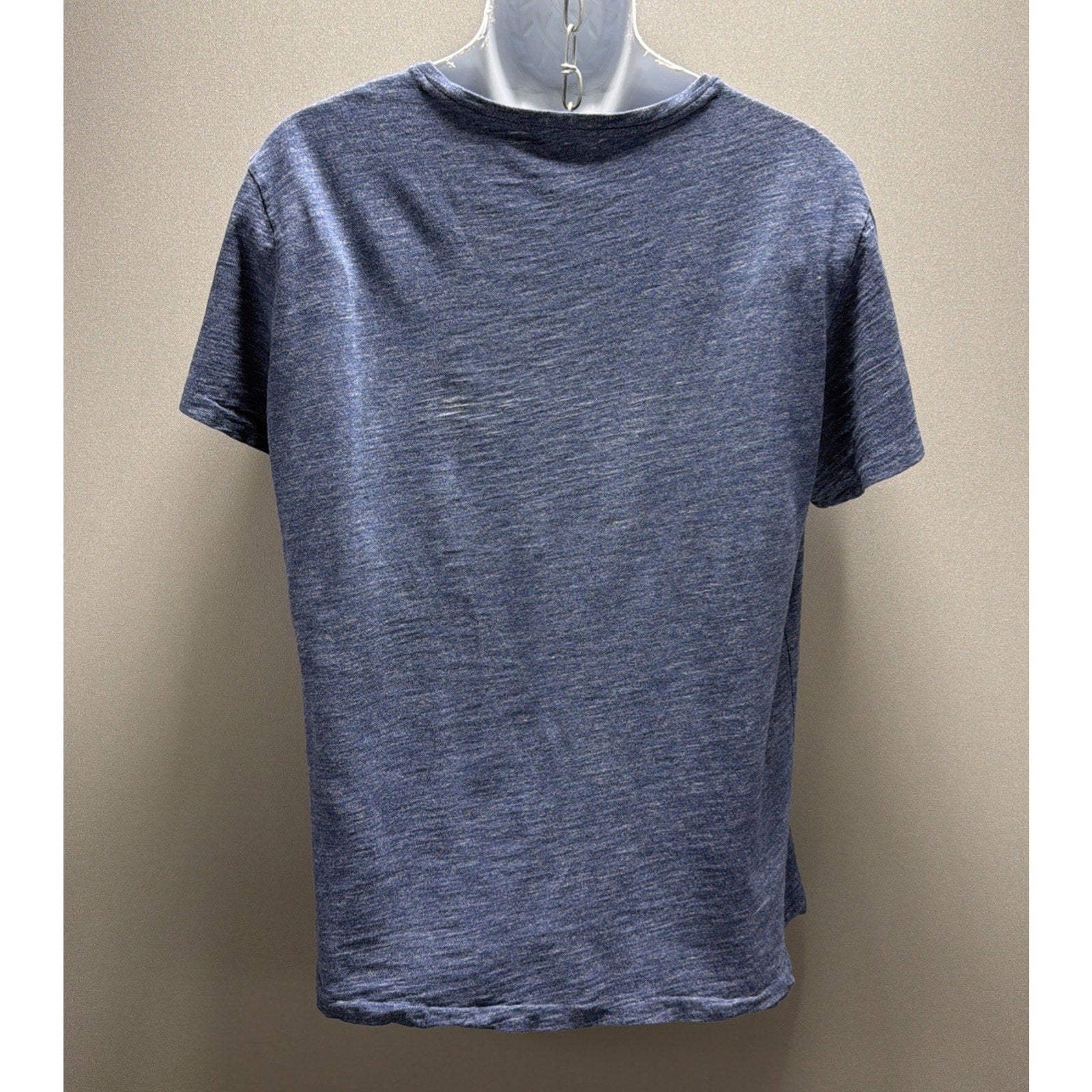 Polo Ralph Lauren T-Shirt Men L Blue Heathered V-Neck Short Sleeve Pony Logo