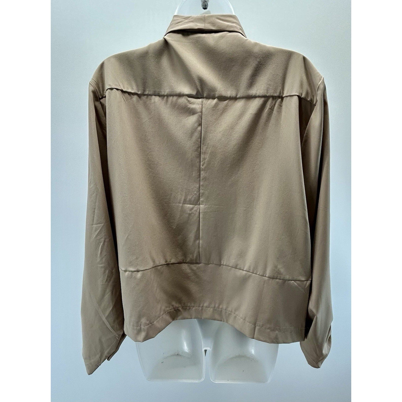 Zenobia Tan Blazer Jacket Womens Size2XL Open Front Ruched 3/4 Sleeve New W Tag