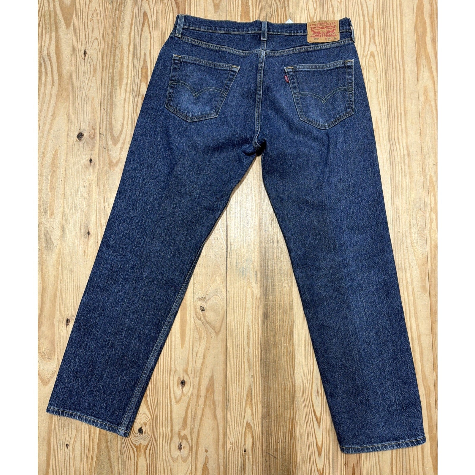 LEVIS 505 - Classic Straight Factory Whiskered Faded Blue Jeans, Mens 34 x 30