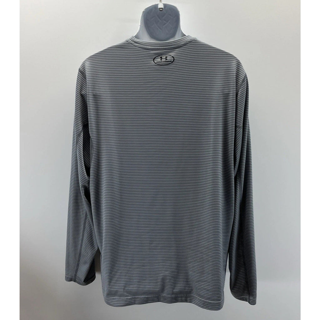 Men's Under Armour Loose Heatgear Gray Stripe Song Sleeve Top XL Activewear