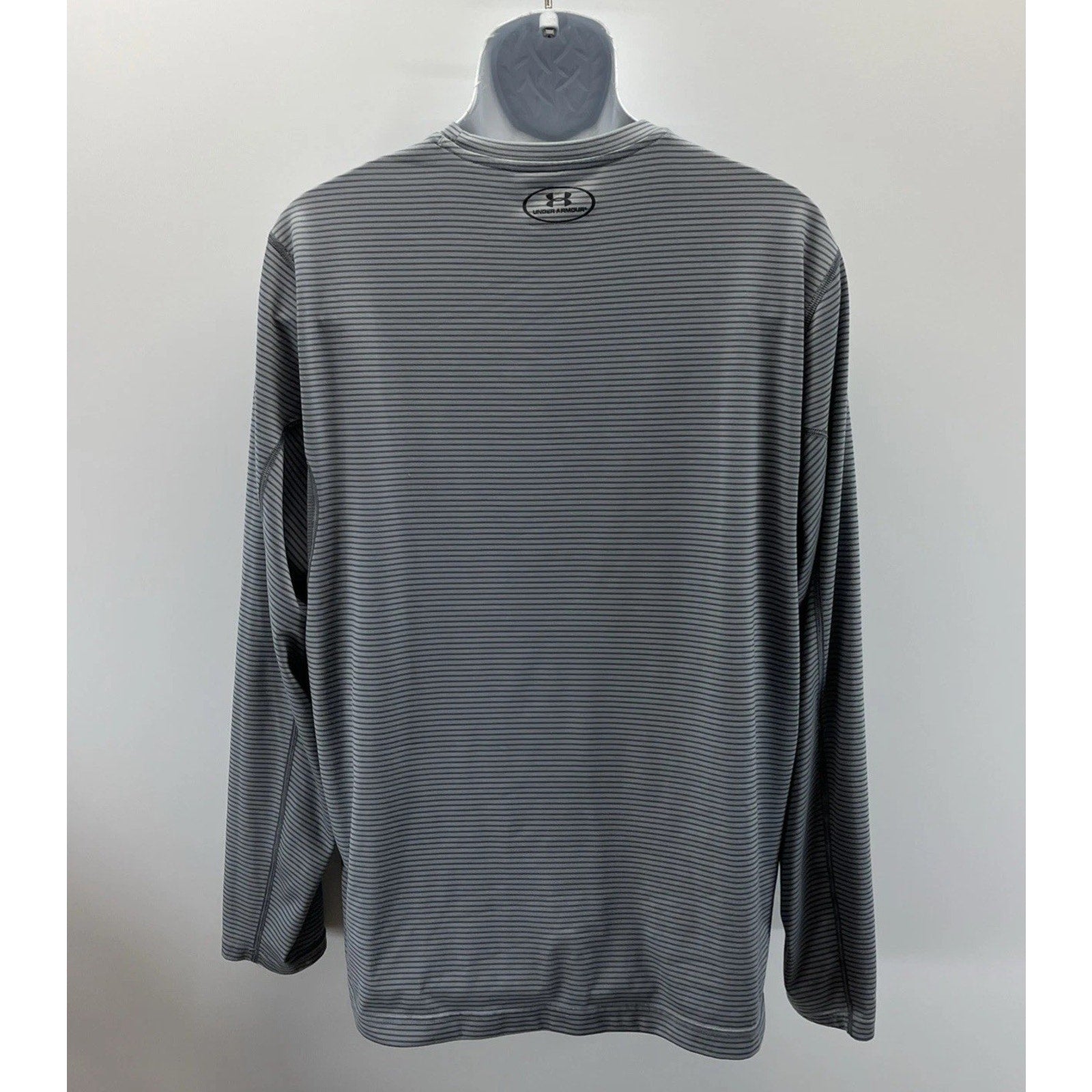 Men's Under Armour Loose Heatgear Gray Stripe Song Sleeve Top XL Activewear