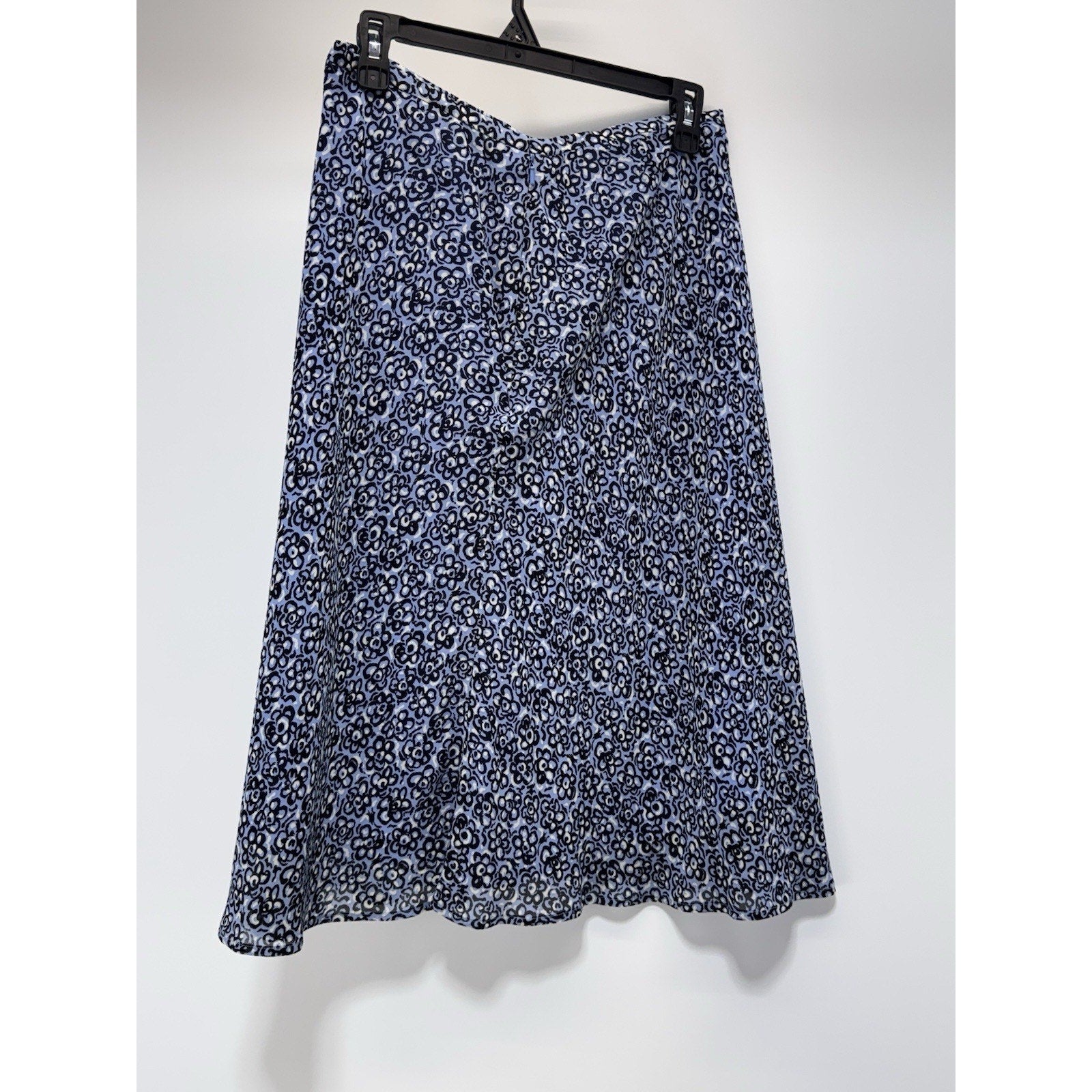 Harold's Blue Black White Floral Print A-line, Lined Skirt Women’s Size 6