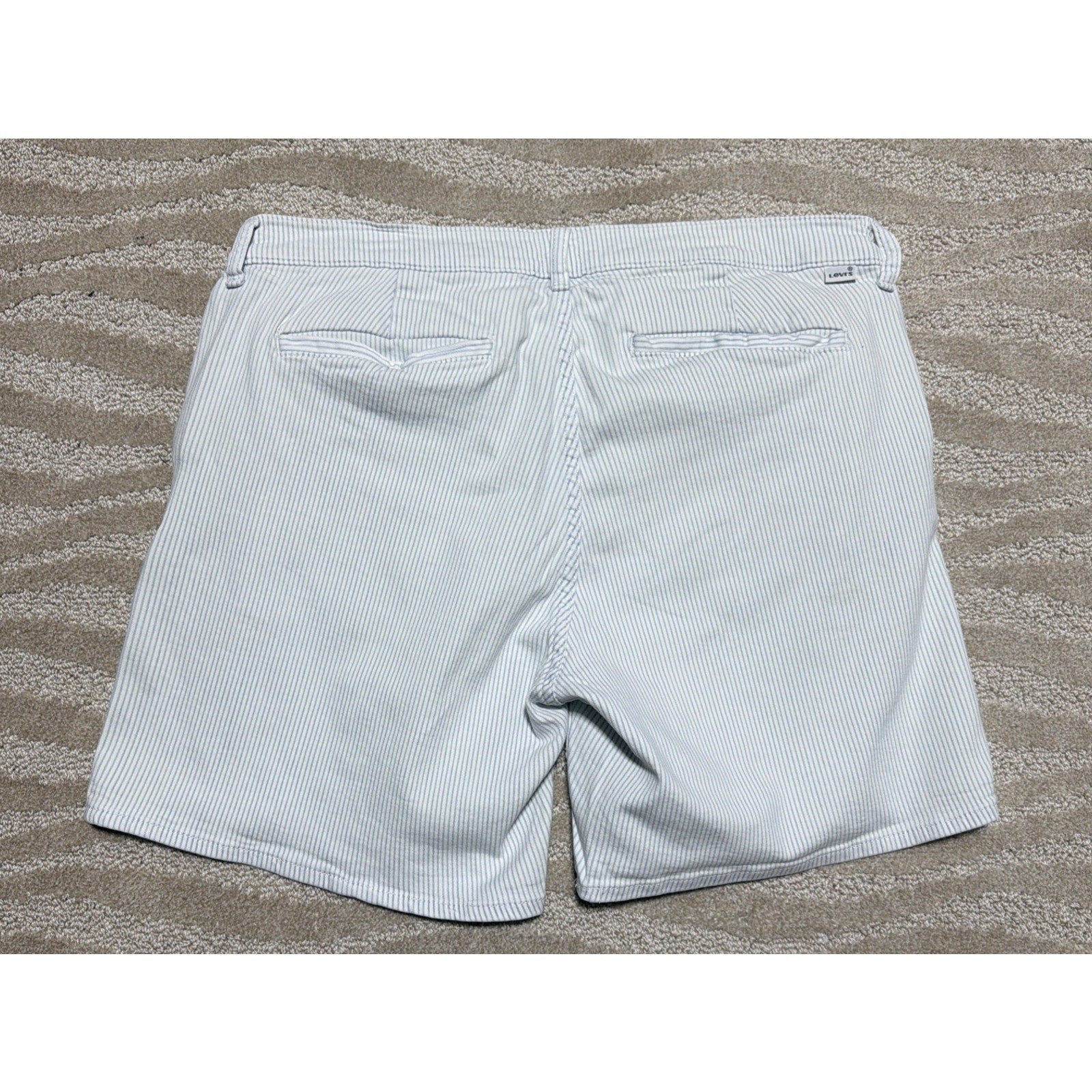 Levi's Omen Women’s Light Blue Striped Denim Jean Bermuda Shorts Size 32