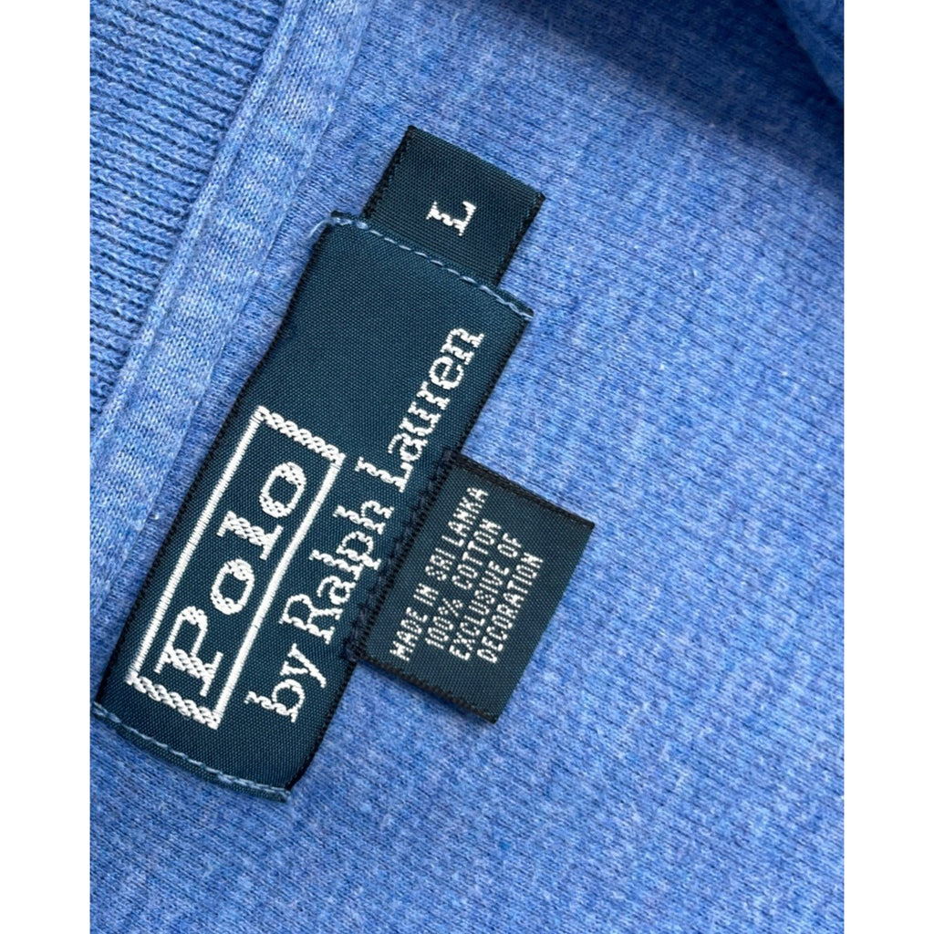 Polo Ralph Lauren Estate Rib 1/4 Zip Cotton Sweater - Mens Large - Blue