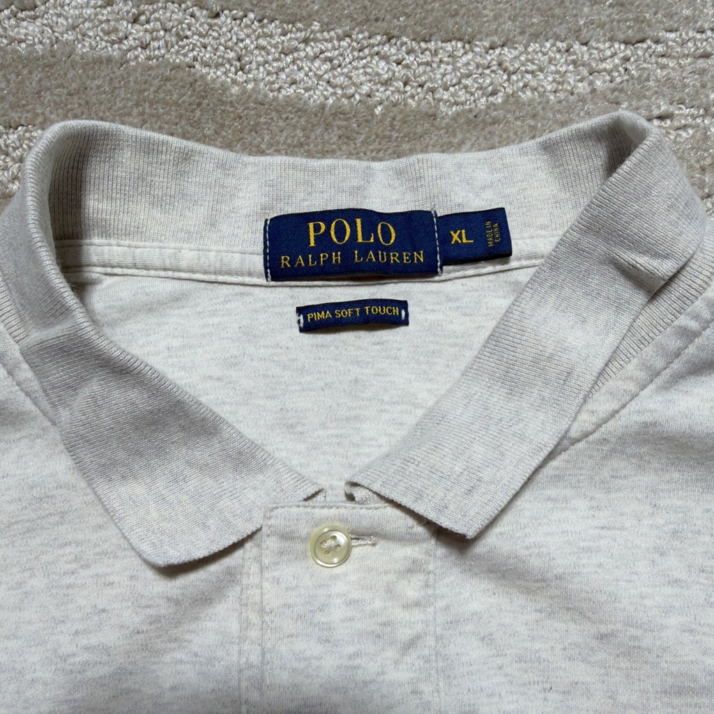 Polo Ralph Lauren Mens PIMA Soft XL S/S Shirt Cotton Heather Beige Pony Logo