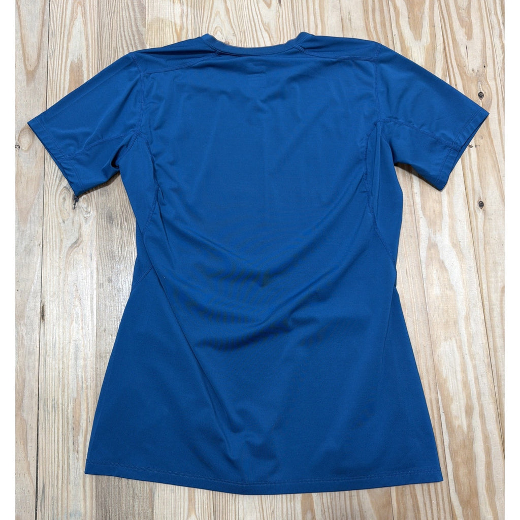 Nike Pro Shirt Womens Size L Fitted Blue Short Sleeve