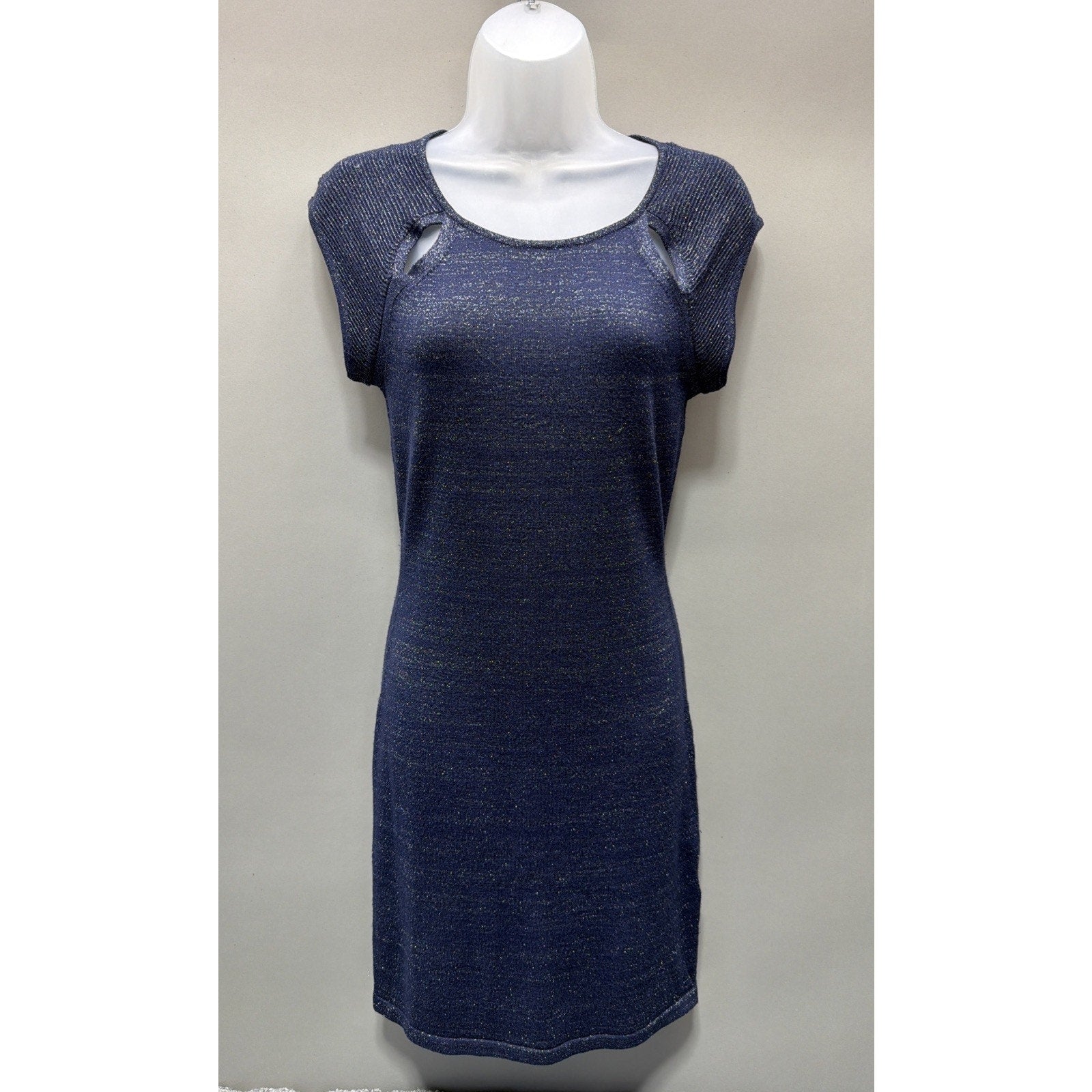 Express Womens Dress Size Small Blue Scoop Neck Metallic Stretch Sleeveless
