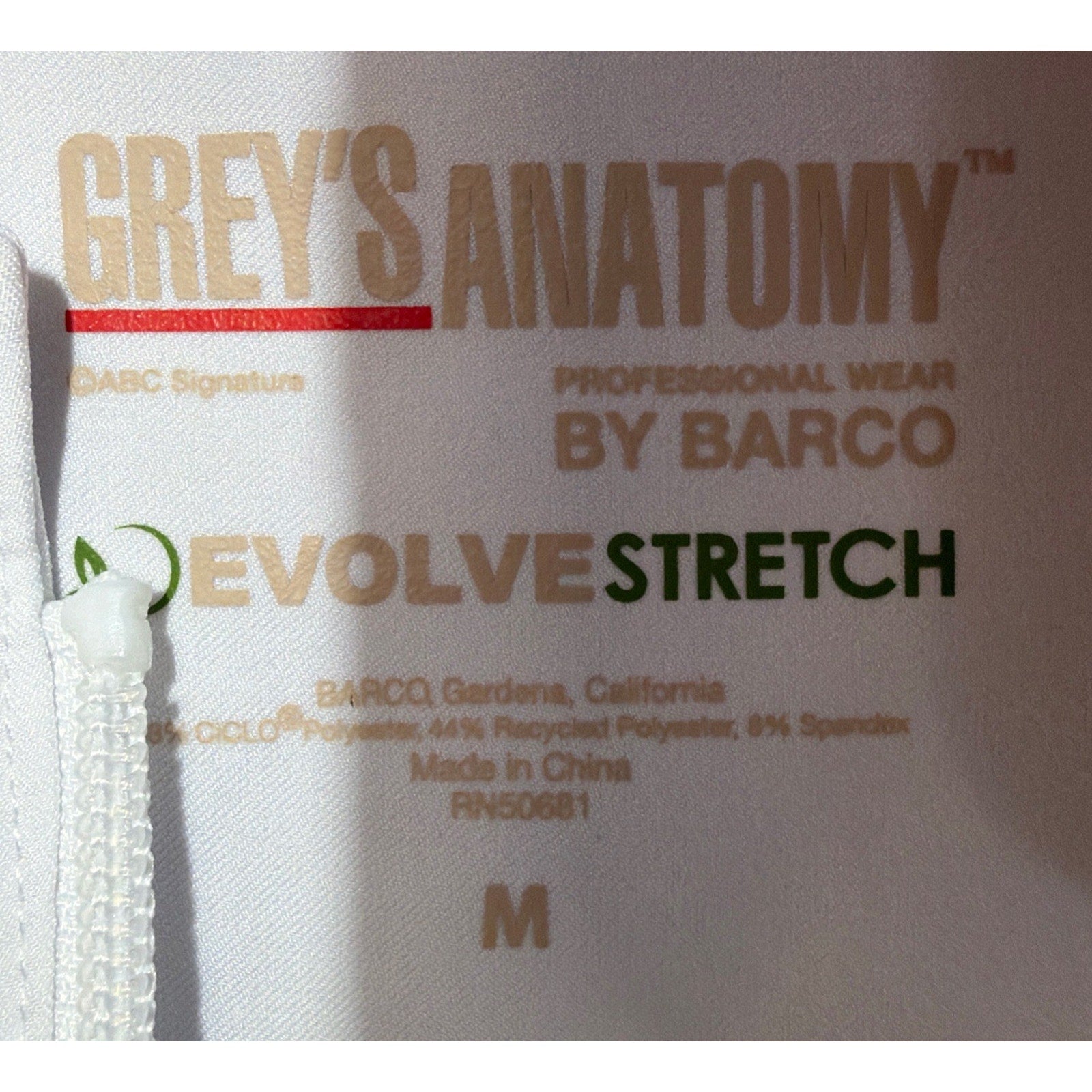 Grays Anatomy Barco Stretch Men’s M Full Zip Warm Up Scrub Jacket White NWT