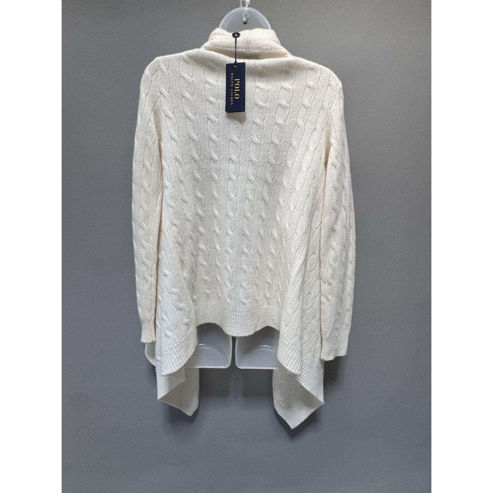 NWT Polo Ralph Lauren 100% Cashmere Cable Knit Draped Open Cardigan Sweater XS