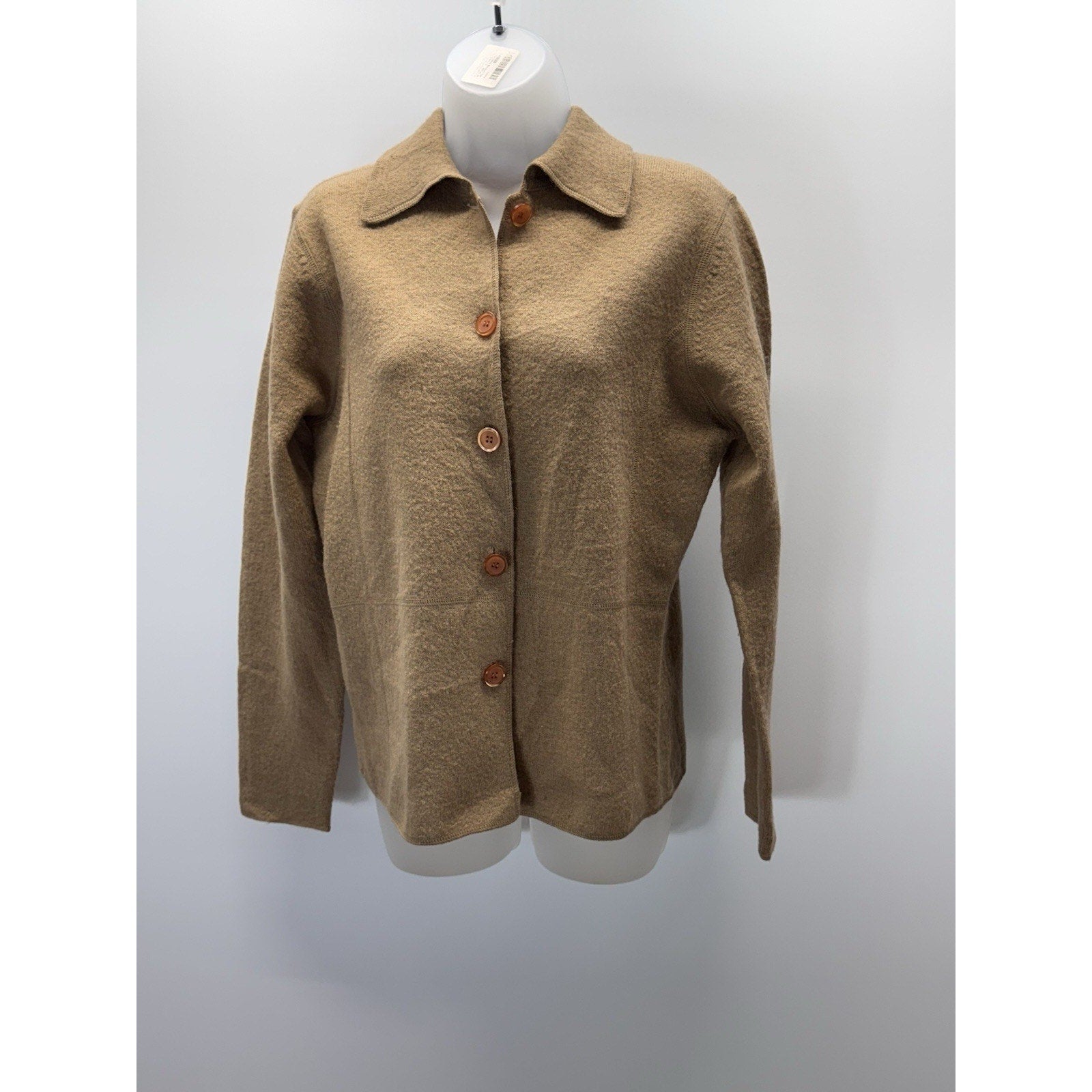 Bice By Sag Harbor 100% Wool Women Sz S Tan Sweater Cardigan