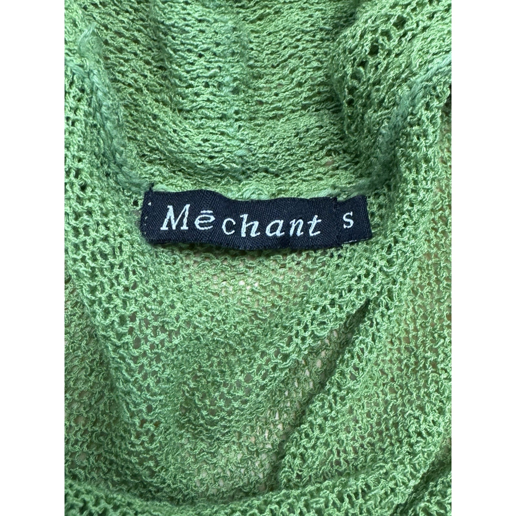 MECHANT Open Knotted Shawl Sweater Green Boho Hippie Women’s Size Small