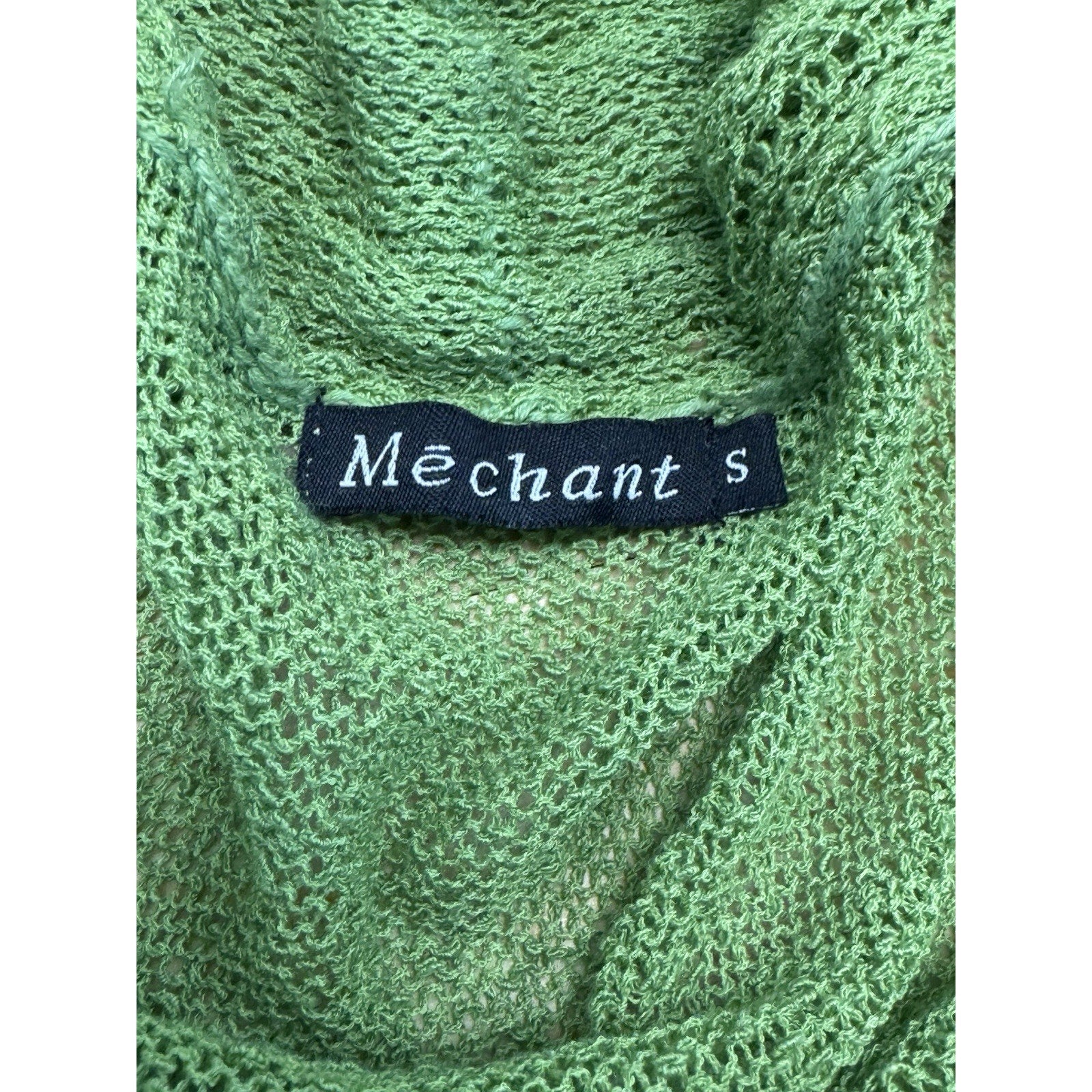 MECHANT Open Knotted Shawl Sweater Green Boho Hippie Women’s Size Small