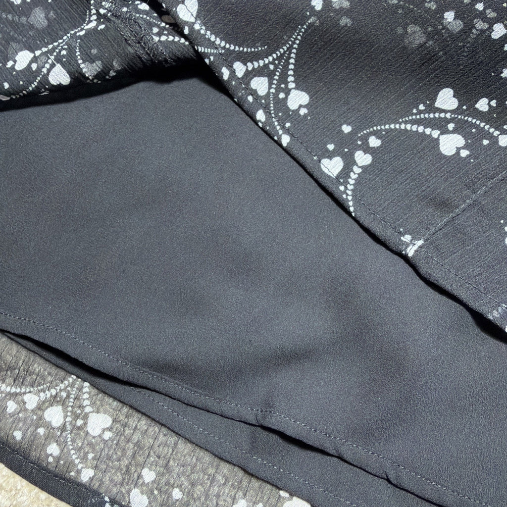 Ann Taylor Loft Blouse Womens Small Lined Long Sleeve Black Floral Ruffle BOHO