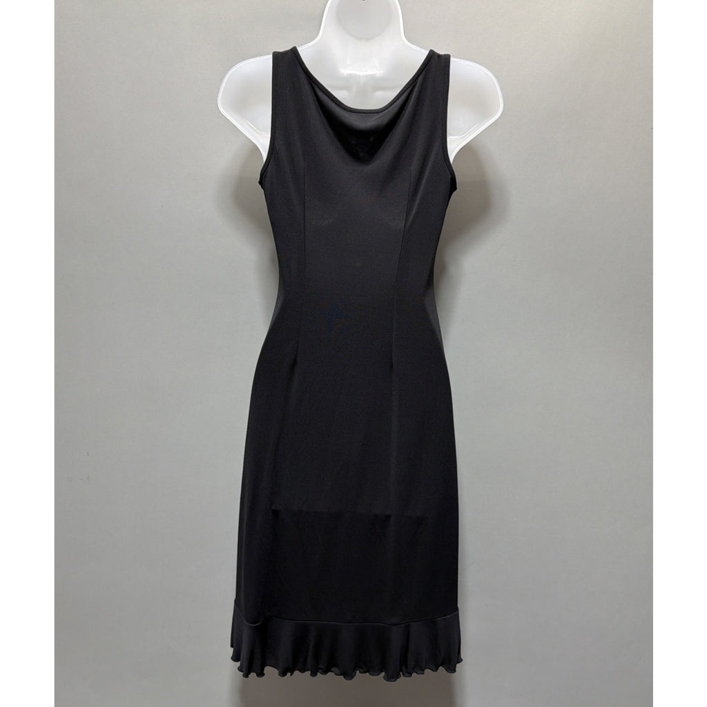 Vintage Ann Taylor Loft Womens 0P Slinky Dress Sleeveless Tier Hem Solid Black