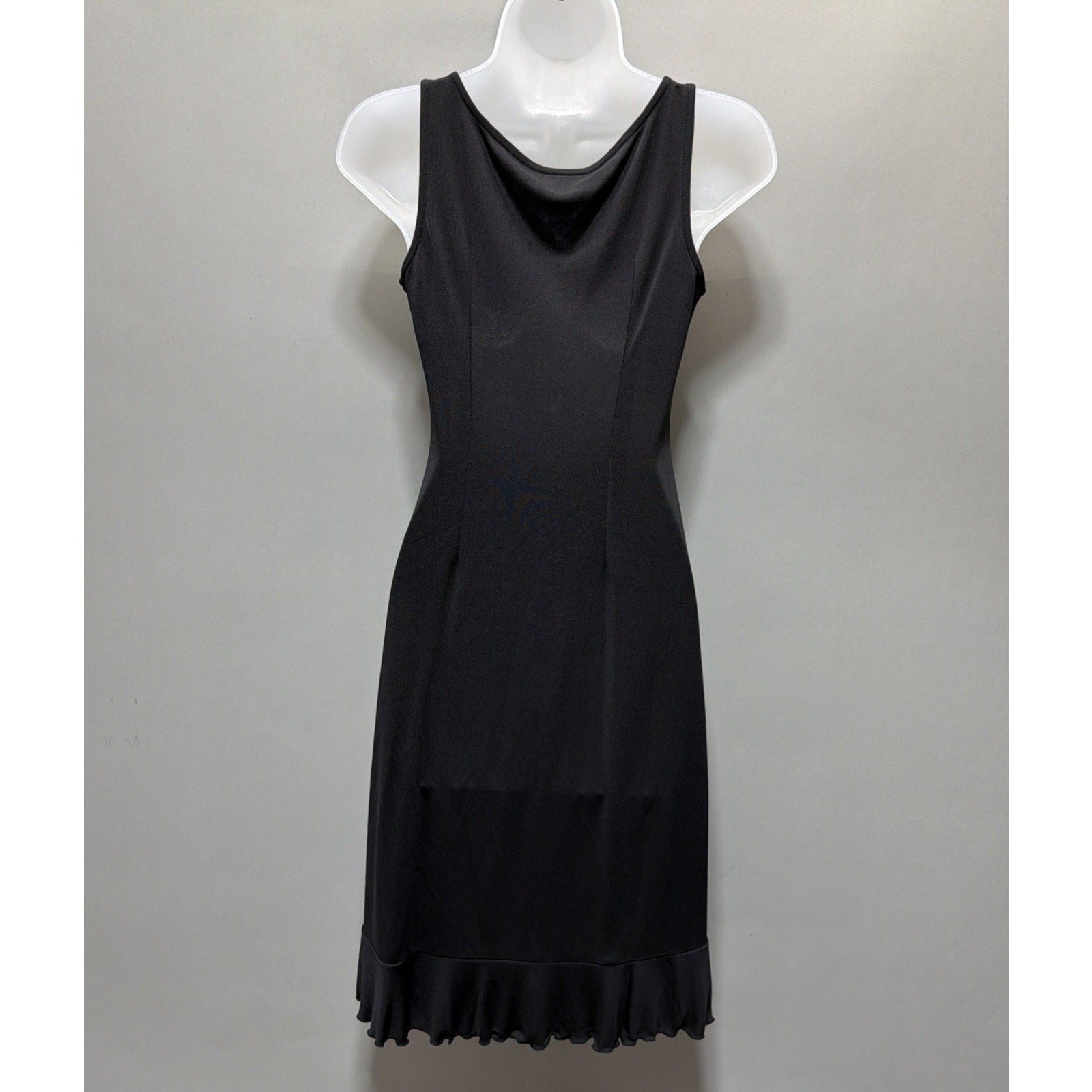 Vintage Ann Taylor Loft Womens 0P Slinky Dress Sleeveless Tier Hem Solid Black