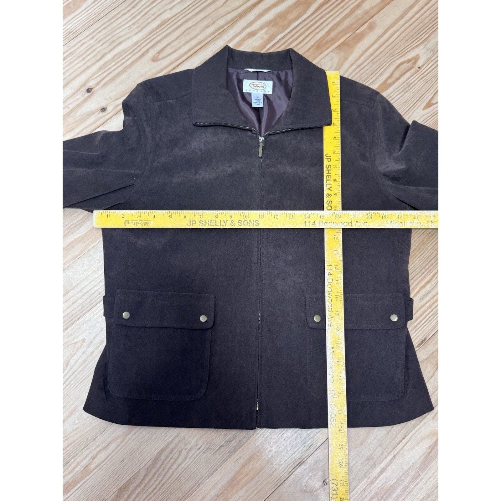 TALBOTS Brown Faux Suede Jacket Long Sleeve Stretch Blazer Women’s Size 12