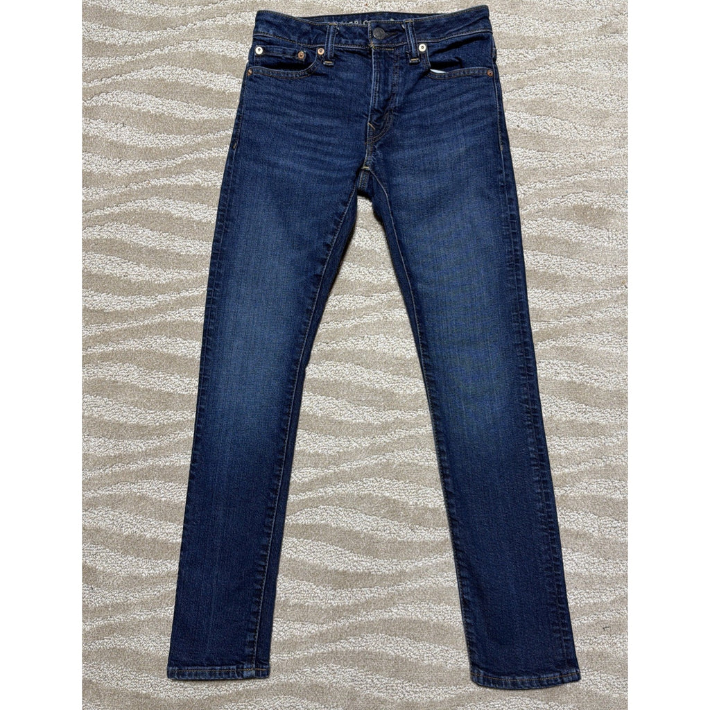 Mens American Eagle Flex Slim Blue Stretch Mid Rise Dark Wash Jeans 26x30 Mint