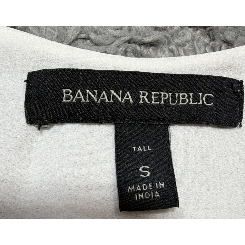 Banana Republic White Sleeveless Blouse Tall S Draped V-Neck Flowy Minimalist