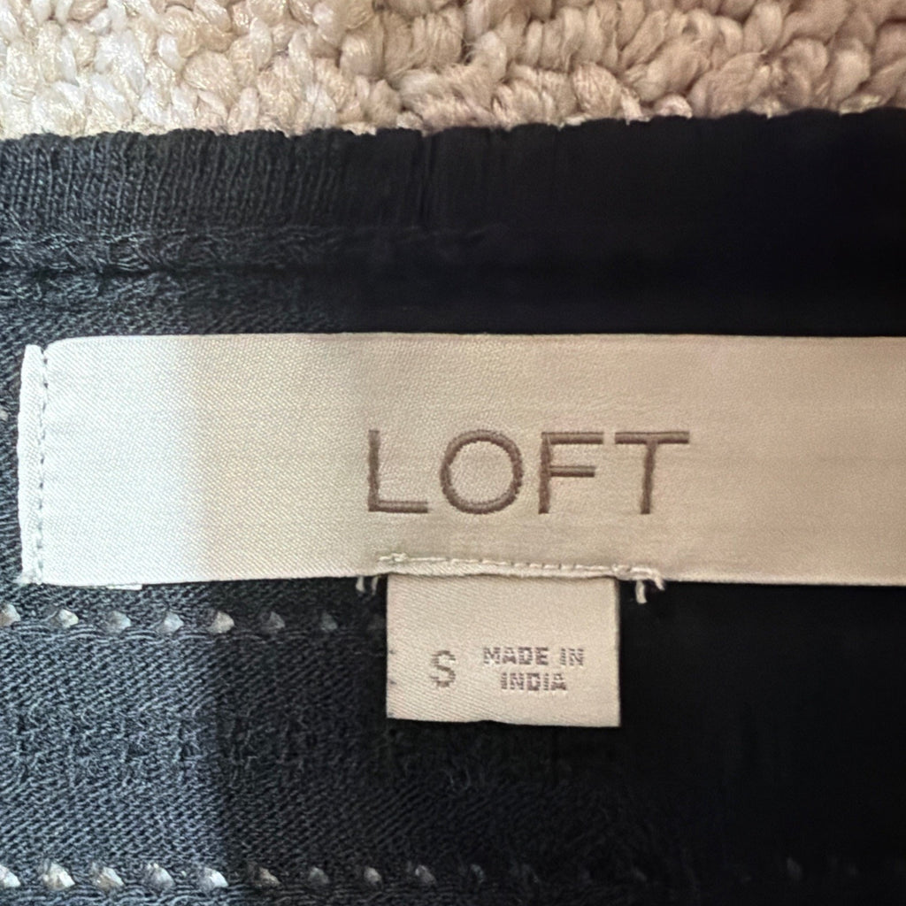LOFT puff sleeve keyhole top blouse Black Size Small