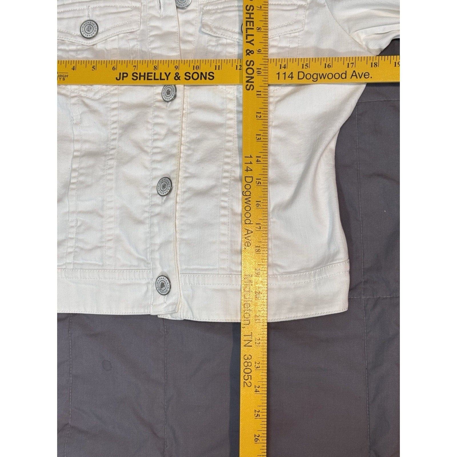 Rafaella White Denim Jacket Women's Size 6 Button Up Stretch Cotton Blend