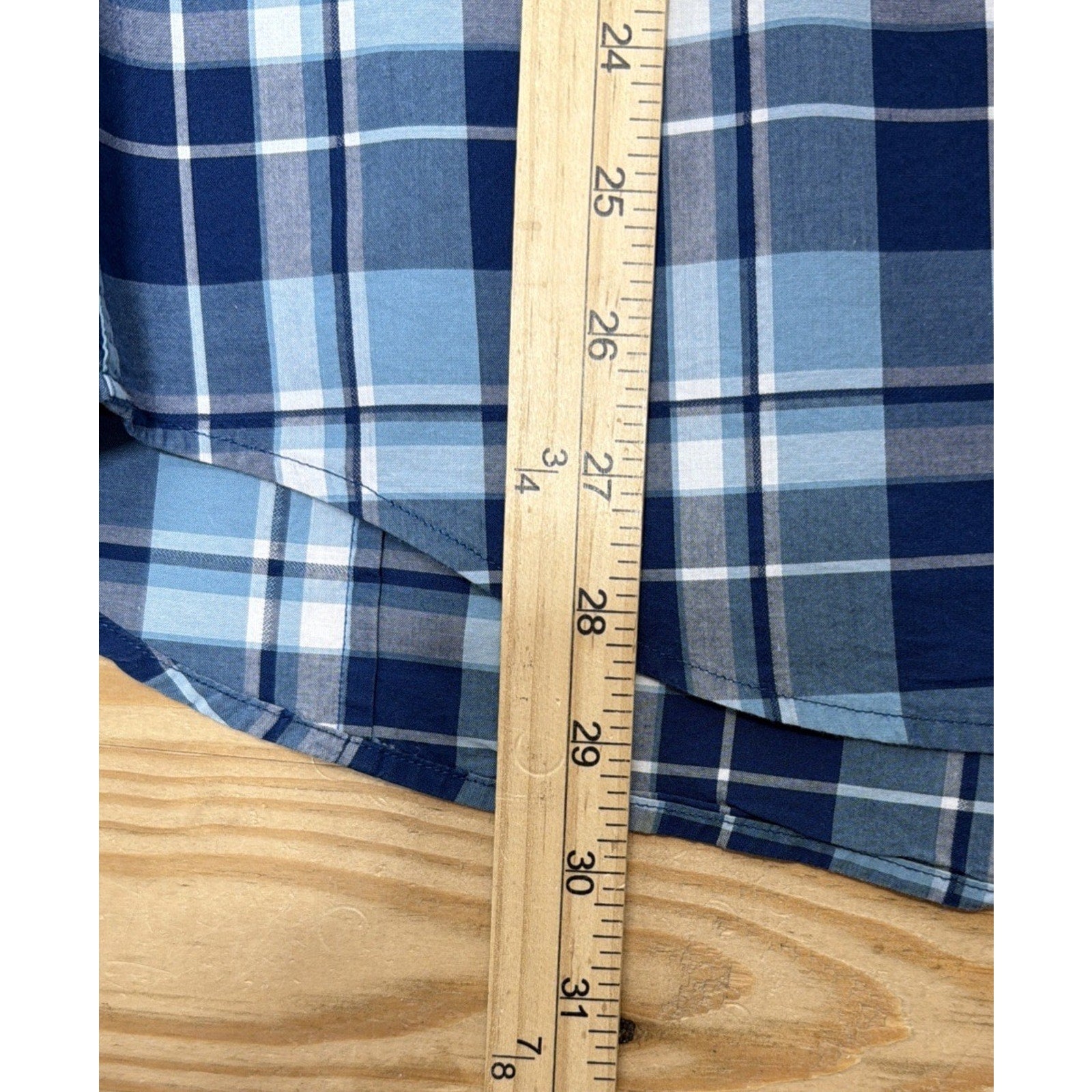 Banana Republic Shirt Mens L Blue Plaid Soft Wash Slim Fit Button Up LS