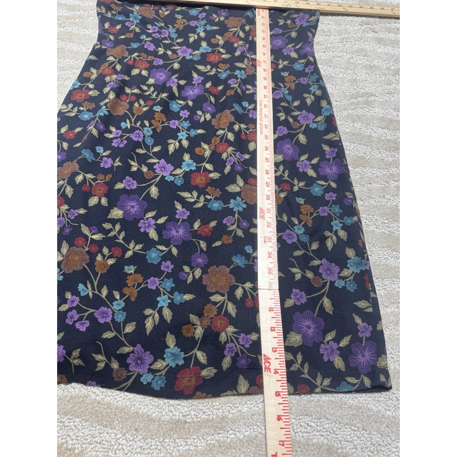 Vintage Sag Harbor Black & Jewel Tone Floral Print Y2K 90s Sleeveless Dress