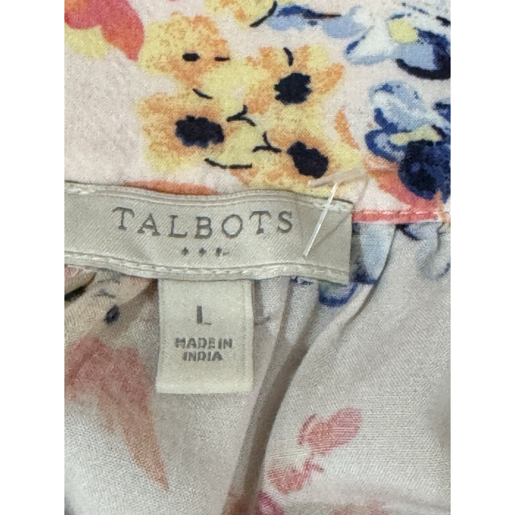TALBOTS Light Pink Floral Tank Sleeveless Blouse Top Size Women’s Large