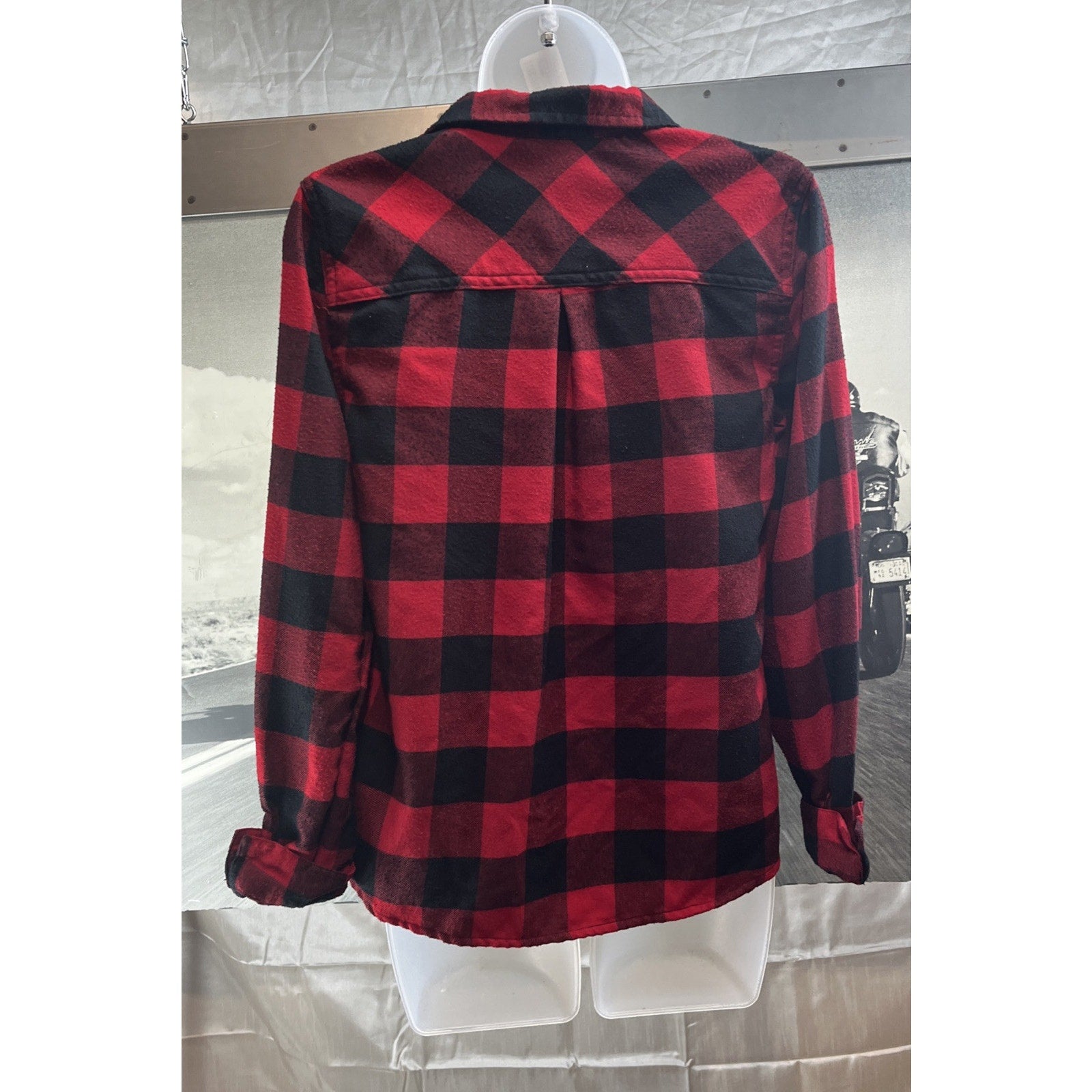 Maurices Black & Red Cabin Plaid Boyfriend Tunic Shirt~Size X-Small