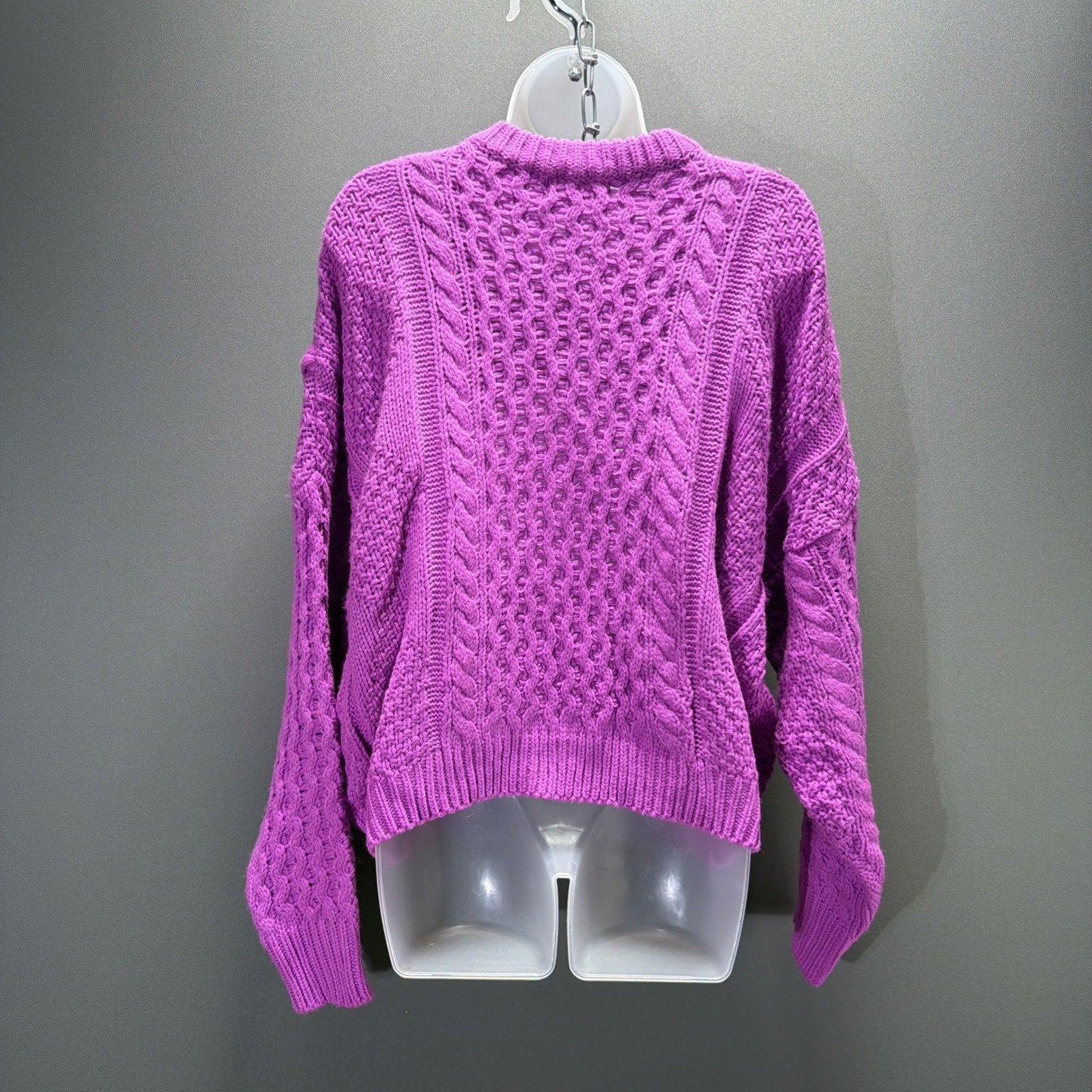 Altar'd State Sweater Womens L Orchid Cable Knit Oversized Crewneck Chunky NWT