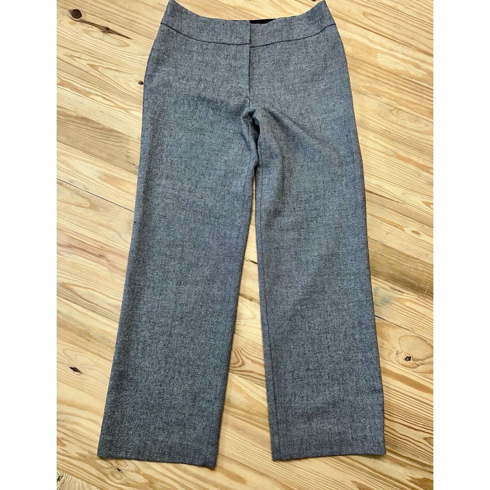 Chico's Womens Pants Size1 Regular Gray Wool Blend Straight Leg Career Basic.