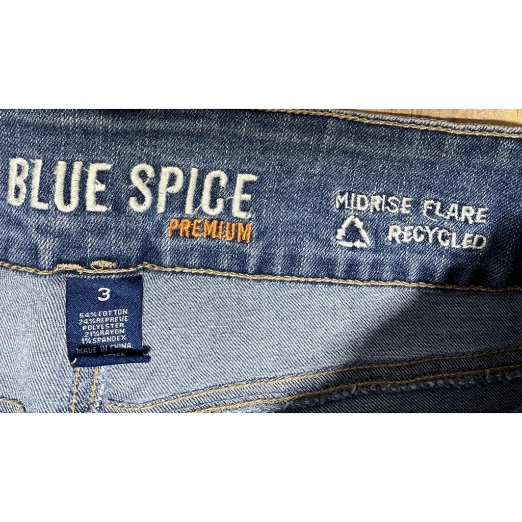 Blue Spice Jeans Womens 3 Blue Mid Rise Flare 70s 90s Cowgirl Boho 27x31