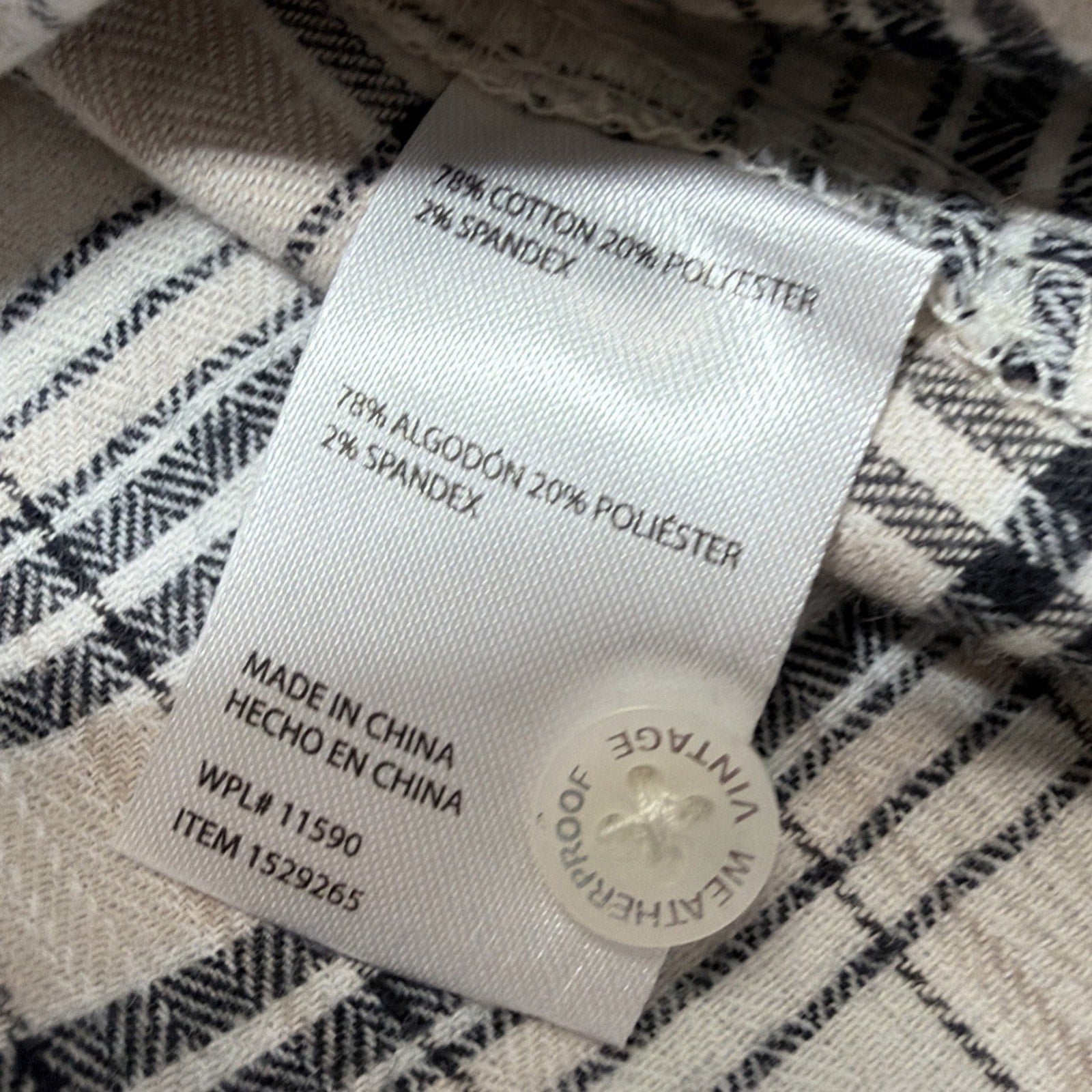 NWT Weatherproof Vintage Ladies Comfort Stretch Flannel Shirt TAN Size M